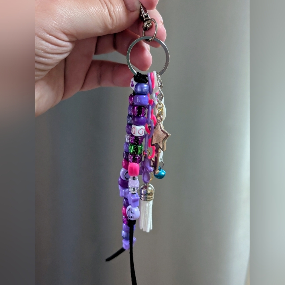 Colorful Beaded Keychain/Bag Charm with Fun Charms - Picture 5 of 5